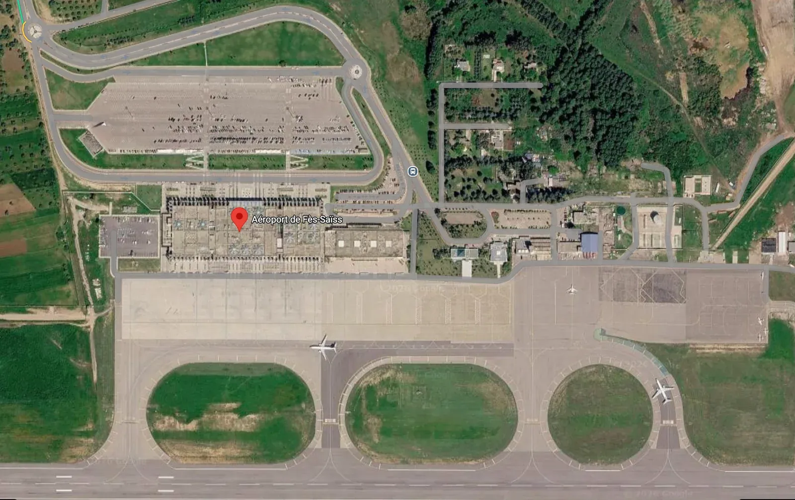Satellite view of Fès-Saïss International Airport